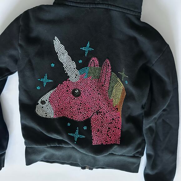 Butter Super Soft Unicorn Zip Up Hoodie - Rhinestone Detail - Picture 1 of 4